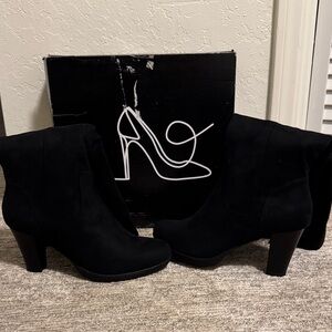NWT.  Mysoft Black Heeled Boots SZ 8 and 8.5 available